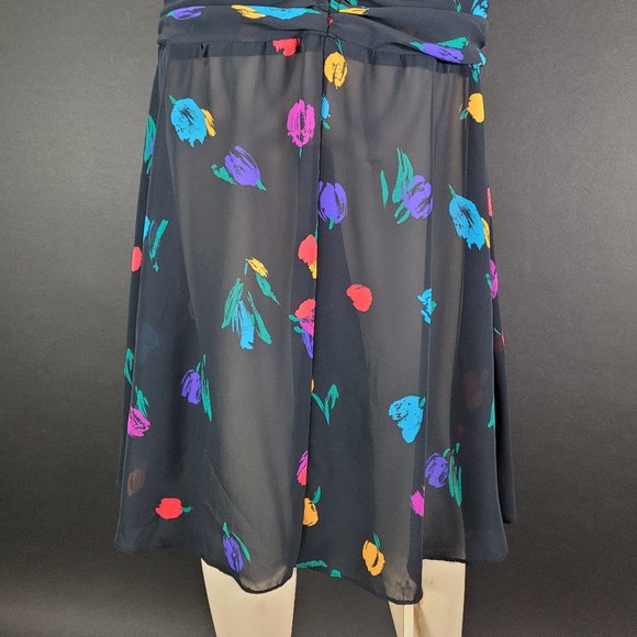 80s Sheer Black Abstract Floral Dress - Picture 13 of 14